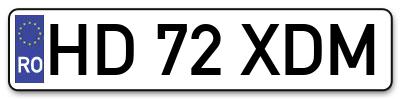 Placuta inmatriculare numar auto  HD-72-XDM, HD 72 XDM, HD72XDM