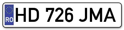 Placuta inmatriculare numar auto  HD-726-JMA, HD 726 JMA, HD726JMA
