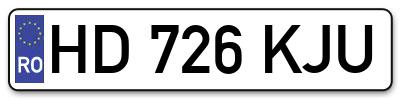 Placuta inmatriculare numar auto  HD-726-KJU, HD 726 KJU, HD726KJU