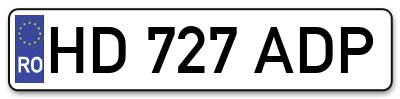 Placuta inmatriculare numar auto  HD-727-ADP, HD 727 ADP, HD727ADP