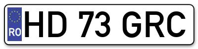 Placuta inmatriculare numar auto  HD-73-GRC, HD 73 GRC, HD73GRC