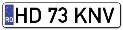 Placuta inmatriculare numar auto  HD-73-KNV, HD 73 KNV, HD73KNV
