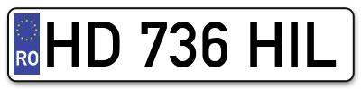 Placuta inmatriculare numar auto  HD-736-HIL, HD 736 HIL, HD736HIL