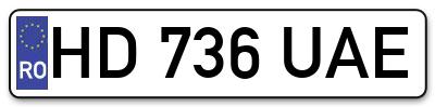 Placuta inmatriculare numar auto  HD-736-UAE, HD 736 UAE, HD736UAE