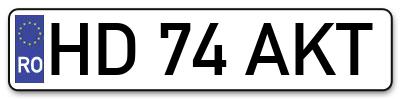 Placuta inmatriculare numar auto  HD-74-AKT, HD 74 AKT, HD74AKT