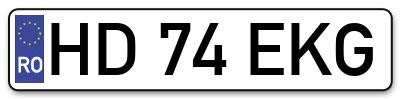 Placuta inmatriculare numar auto  HD-74-EKG, HD 74 EKG, HD74EKG