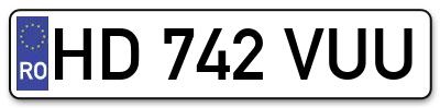 Placuta inmatriculare numar auto  HD-742-VUU, HD 742 VUU, HD742VUU