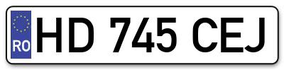 Placuta inmatriculare numar auto  HD-745-CEJ, HD 745 CEJ, HD745CEJ