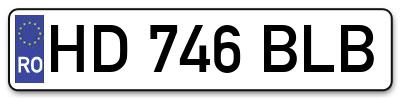 Placuta inmatriculare numar auto  HD-746-BLB, HD 746 BLB, HD746BLB