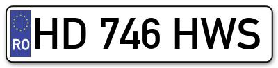 Placuta inmatriculare numar auto  HD-746-HWS, HD 746 HWS, HD746HWS