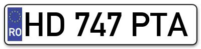 Placuta inmatriculare numar auto  HD-747-PTA, HD 747 PTA, HD747PTA