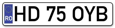 Placuta inmatriculare numar auto  HD-75-OYB, HD 75 OYB, HD75OYB