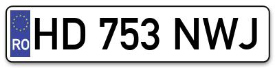 Placuta inmatriculare numar auto  HD-753-NWJ, HD 753 NWJ, HD753NWJ