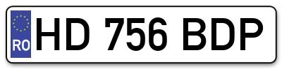 Placuta inmatriculare numar auto  HD-756-BDP, HD 756 BDP, HD756BDP