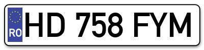 Placuta inmatriculare numar auto  HD-758-FYM, HD 758 FYM, HD758FYM