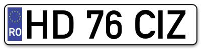 Placuta inmatriculare numar auto  HD-76-CIZ, HD 76 CIZ, HD76CIZ