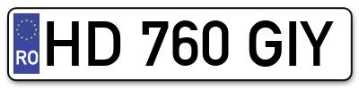 Placuta inmatriculare numar auto  HD-760-GIY, HD 760 GIY, HD760GIY