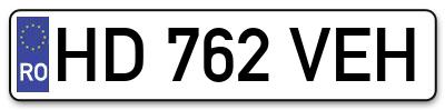 Placuta inmatriculare numar auto  HD-762-VEH, HD 762 VEH, HD762VEH