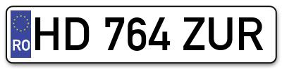 Placuta inmatriculare numar auto  HD-764-ZUR, HD 764 ZUR, HD764ZUR