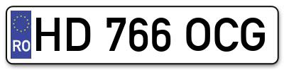 Placuta inmatriculare numar auto  HD-766-OCG, HD 766 OCG, HD766OCG