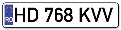 Placuta inmatriculare numar auto  HD-768-KVV, HD 768 KVV, HD768KVV