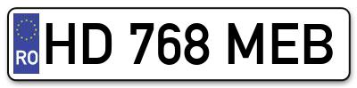 Placuta inmatriculare numar auto  HD-768-MEB, HD 768 MEB, HD768MEB