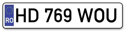 Placuta inmatriculare numar auto  HD-769-WOU, HD 769 WOU, HD769WOU