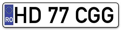 Placuta inmatriculare numar auto  HD-77-CGG, HD 77 CGG, HD77CGG