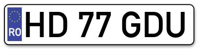 Placuta inmatriculare numar auto  HD-77-GDU, HD 77 GDU, HD77GDU