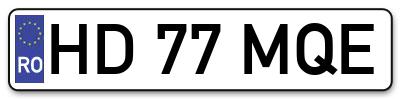 Placuta inmatriculare numar auto  HD-77-MQE, HD 77 MQE, HD77MQE