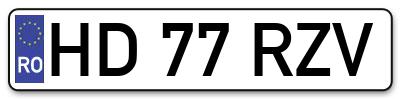 Placuta inmatriculare numar auto  HD-77-RZV, HD 77 RZV, HD77RZV
