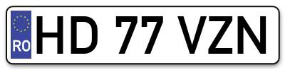 Placuta inmatriculare numar auto  HD-77-VZN, HD 77 VZN, HD77VZN