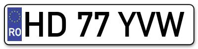 Placuta inmatriculare numar auto  HD-77-YVW, HD 77 YVW, HD77YVW