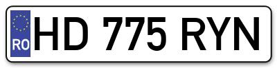 Placuta inmatriculare numar auto  HD-775-RYN, HD 775 RYN, HD775RYN