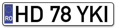 Placuta inmatriculare numar auto  HD-78-YKI, HD 78 YKI, HD78YKI