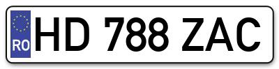 Placuta inmatriculare numar auto  HD-788-ZAC, HD 788 ZAC, HD788ZAC