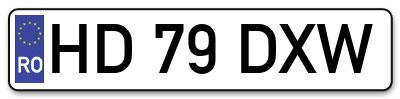 Placuta inmatriculare numar auto  HD-79-DXW, HD 79 DXW, HD79DXW