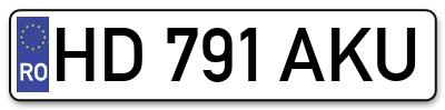 Placuta inmatriculare numar auto  HD-791-AKU, HD 791 AKU, HD791AKU