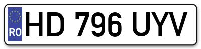 Placuta inmatriculare numar auto  HD-796-UYV, HD 796 UYV, HD796UYV