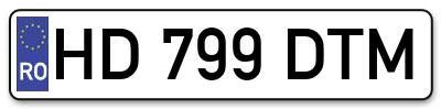 Placuta inmatriculare numar auto  HD-799-DTM, HD 799 DTM, HD799DTM