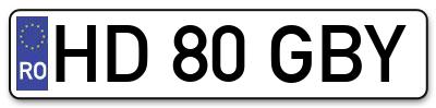 Placuta inmatriculare numar auto  HD-80-GBY, HD 80 GBY, HD80GBY