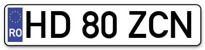 Placuta inmatriculare numar auto  HD-80-ZCN, HD 80 ZCN, HD80ZCN