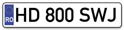 Placuta inmatriculare numar auto  HD-800-SWJ, HD 800 SWJ, HD800SWJ