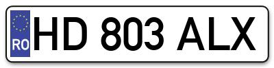 Placuta inmatriculare numar auto  HD-803-ALX, HD 803 ALX, HD803ALX