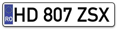 Placuta inmatriculare numar auto  HD-807-ZSX, HD 807 ZSX, HD807ZSX