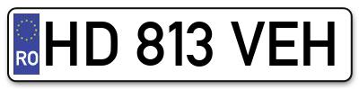 Placuta inmatriculare numar auto  HD-813-VEH, HD 813 VEH, HD813VEH