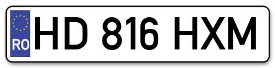 Placuta inmatriculare numar auto  HD-816-HXM, HD 816 HXM, HD816HXM