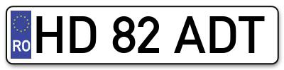 Placuta inmatriculare numar auto  HD-82-ADT, HD 82 ADT, HD82ADT