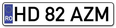 Placuta inmatriculare numar auto  HD-82-AZM, HD 82 AZM, HD82AZM
