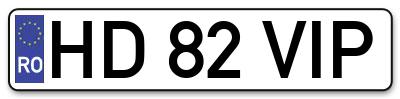 Placuta inmatriculare numar auto  HD-82-VIP, HD 82 VIP, HD82VIP